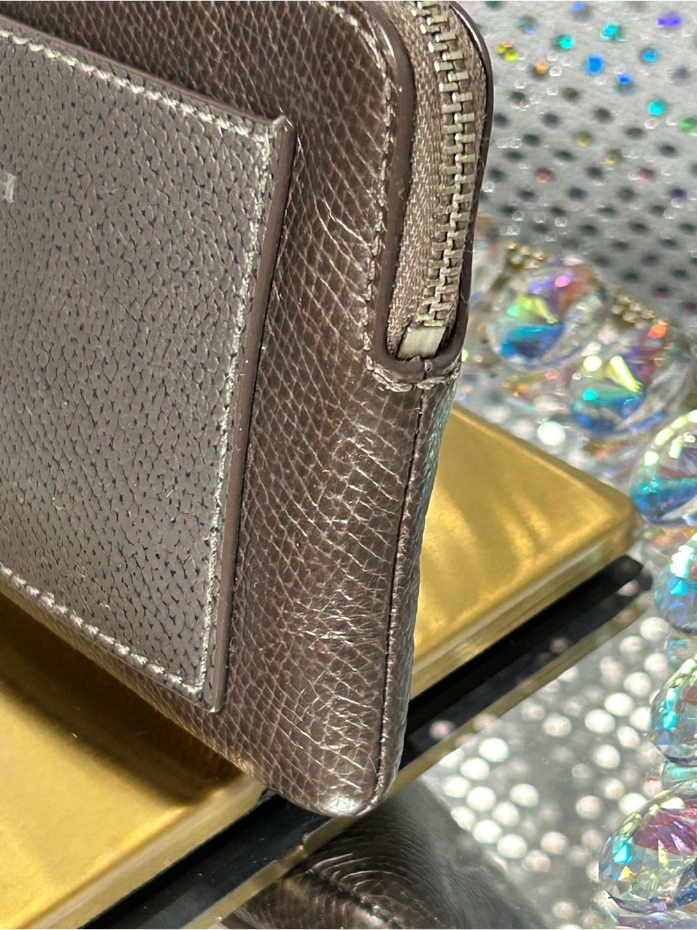 Coach Metallic Bronze Leather Card Wristlet Approx. 6x4 - Picture 4 of 10